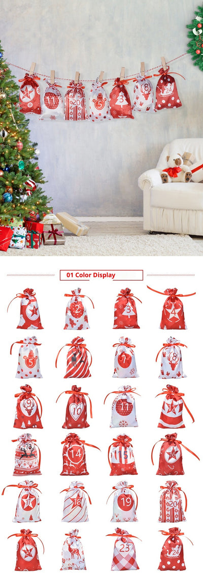 Set de Bolsas de Regalo Calendario Navideño en Satén - Image 16