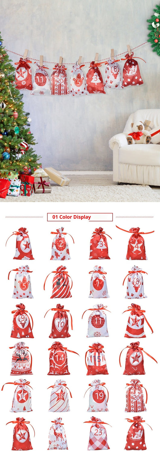 Set de Bolsas de Regalo Calendario Navideño en Satén - Image 16