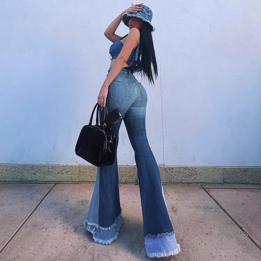 Jeans Talle Alto Slim Fit Pierna Ancha para Mujer - Image 14