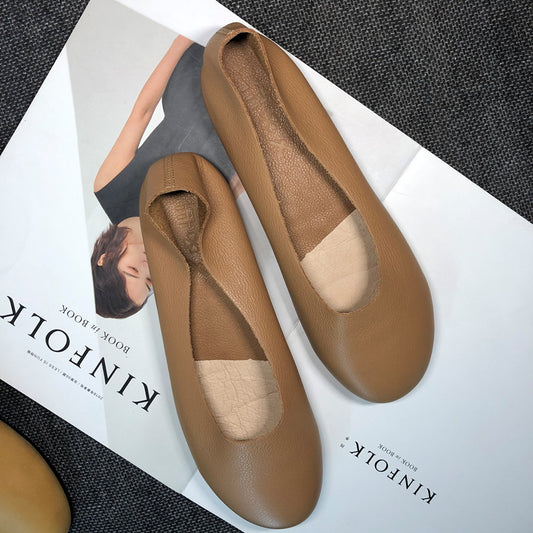 Zapatos Maternales Cómodos de Cuero Suave - Punta Redonda Transpirable