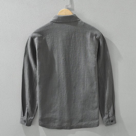 Camisa Casual Minimalista Retro de Manga Larga para Hombre - Image 2