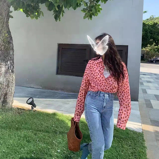 Blusa Floral Romántica de Solapa y Manga Larga para Mujer - Image 2