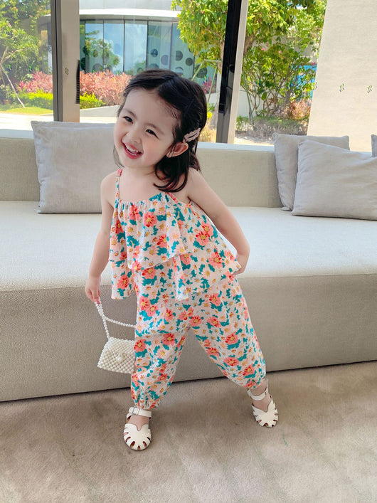 Conjunto Infantil Dos Piezas: Chaleco Floral y Pantalón Repelente de Mosquitos - Image 5