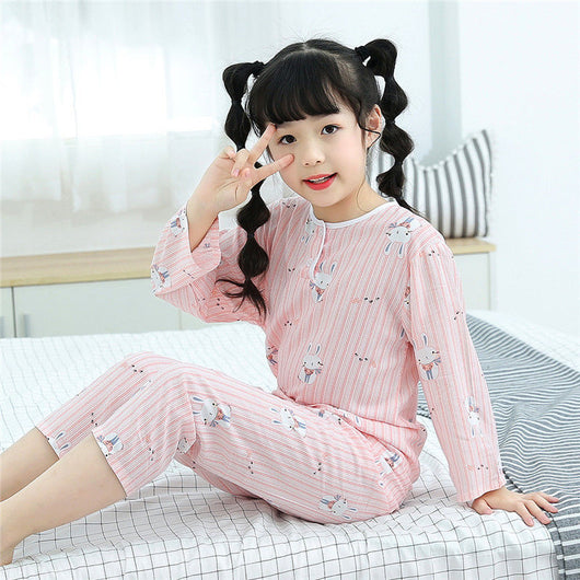 Pijama Infantil de Algodón y Seda - Manga Larga Ligera para el Hogar - Image 13
