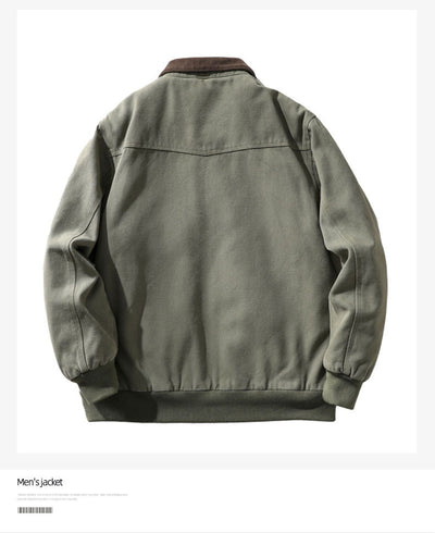 Chaqueta Vintage Americana para Hombre con Cuello Solapa y Tela Gruesa Desgastada - Image 14
