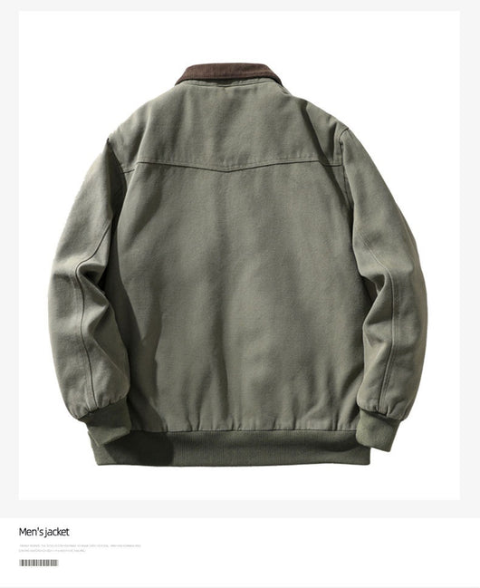 Chaqueta Vintage Americana para Hombre con Cuello Solapa y Tela Gruesa Desgastada - Image 14
