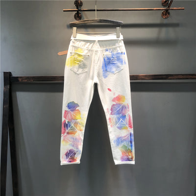 Pantalones Vaqueros Rectos con Estampado Floral y Stretch - Image 8
