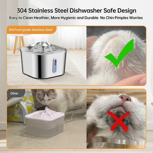 Fuente de Agua Automática para Gatos y Perros 2.2L Acero Inoxidable - Image 4