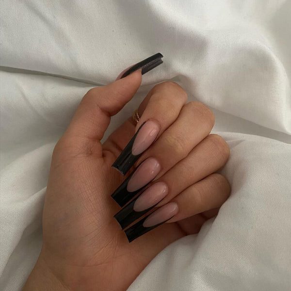 Uñas Postizas Largas Negras Clásicas