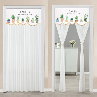 Double-layer blackout doorway curtain with a light blue top featuring a cartoon bear and "LUCK DAY!" text. - Image 16