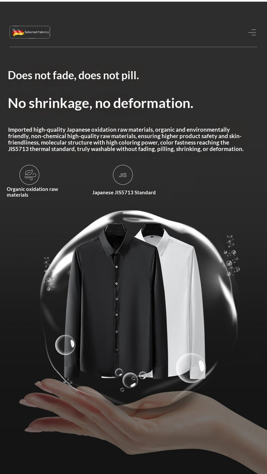 Camisa Elástica sin Costuras para Hombre Talla Grande - Manga Larga Antirruga - Image 16