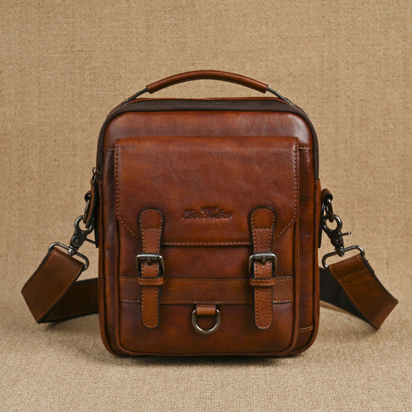Bolsa Bandolera de Cuero Genuino Estilo Retro para Hombre