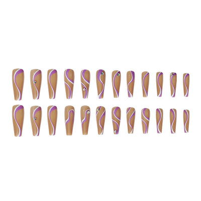 Uñas Postizas Trapezoidales con Diamantes Incrustados de Larga Duración - Image 2