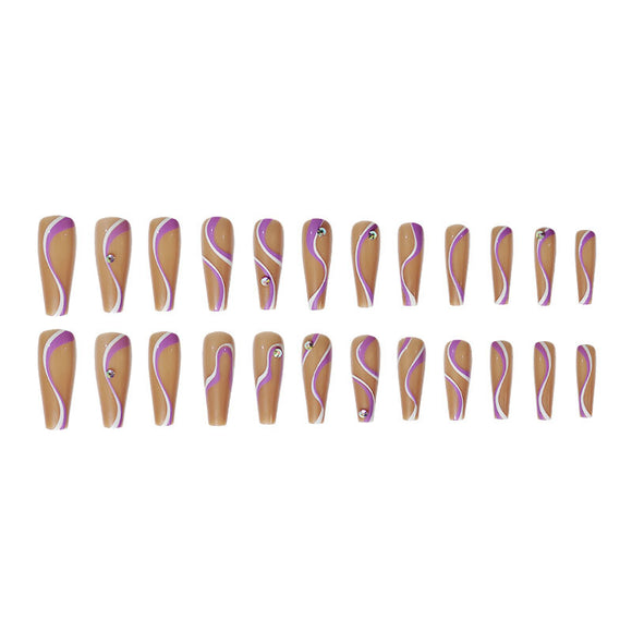 Long-Lasting Trapezoidal False Nails with Inlaid Diamonds