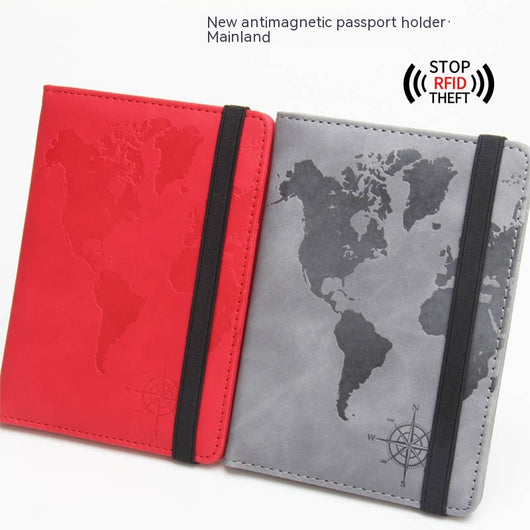 Cartera de Pasaporte con Mapa Mundial, Protección Antimagnética y Múltiples Compartimentos - Image 2