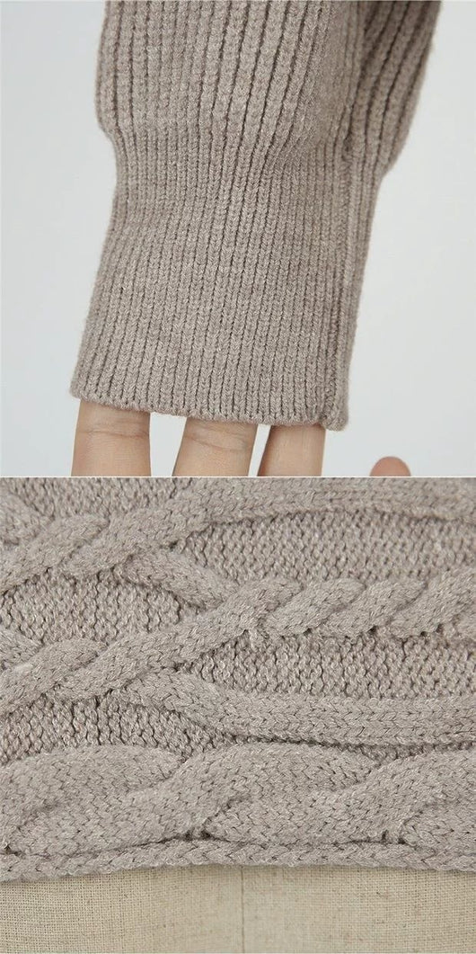 Suéter Retro con Escote en V y Detalle Trenzado - Estilo Coreano para Mujer - Image 10