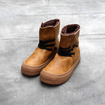 Botas de Cuero Genuino para Mujer con Punta Redonda Estilo Vintage - Image 8