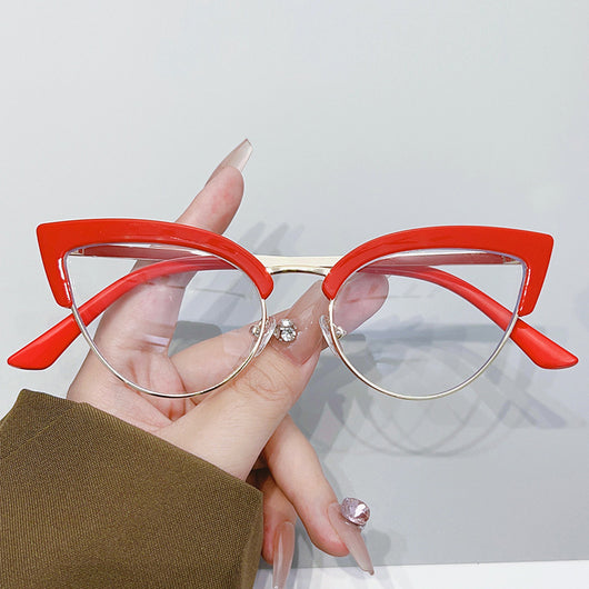Gafas Elegantes Marco Grande Metal Mitad Inferior - Image 3