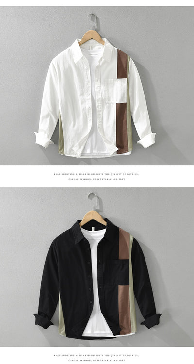 Camisa Casual de Algodón con Costuras Artísticas Hombre Manga Larga - Image 9
