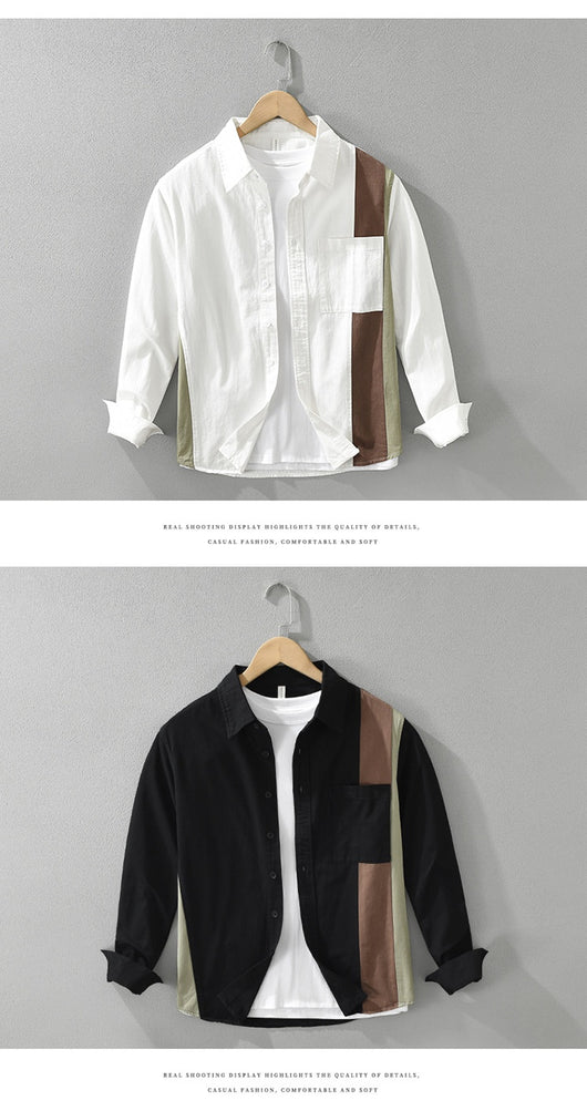 Camisa Casual de Algodón con Costuras Artísticas Hombre Manga Larga - Image 9