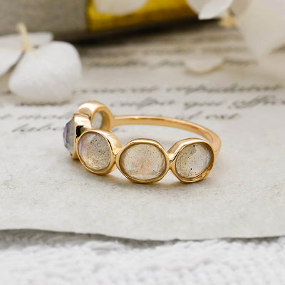 Anillo Labradorita Vintage Francés Plata 925 y Oro 14K - Image 17