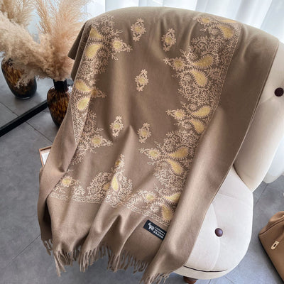Chal Bufanda Mujer Invierno Efecto Cachemira con Bordado Elegante - Image 6