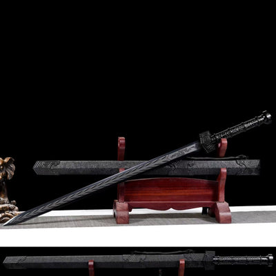 Espada Qin Clásica y Sable Primavera Bordado - Acero Manganeso Alto para Defensa - Image 2
