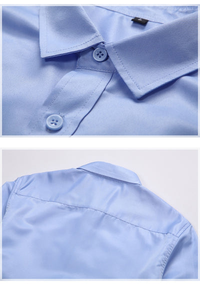 Camisa de Negocios Manga Larga Talla Grande Cuello Solapa Color Sólido para Hombre - Image 32