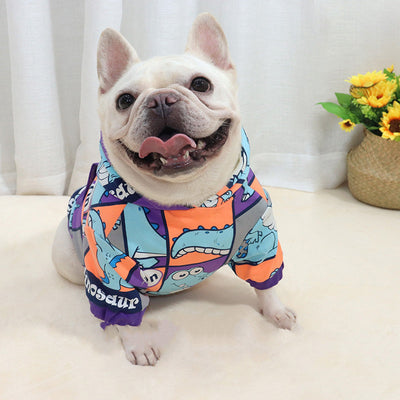 Suéter Abrigo Invierno para Perros Bulldog - Forro Polar Grueso con Capucha Dinosaurio - Image 8