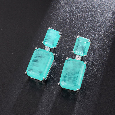 Aretes Rectangulares de Piedra Azul Marino - Gema de Alta Calidad - Image 7