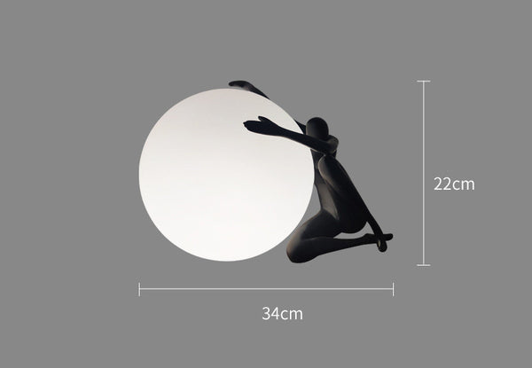 Lámpara de Mesita Escultura Humanoide Diseño Artístico Bola de Red