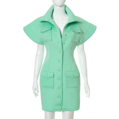 Vestido Abrigo Slim Fit Cuello Alto en Algodón Transpirable - Image 9
