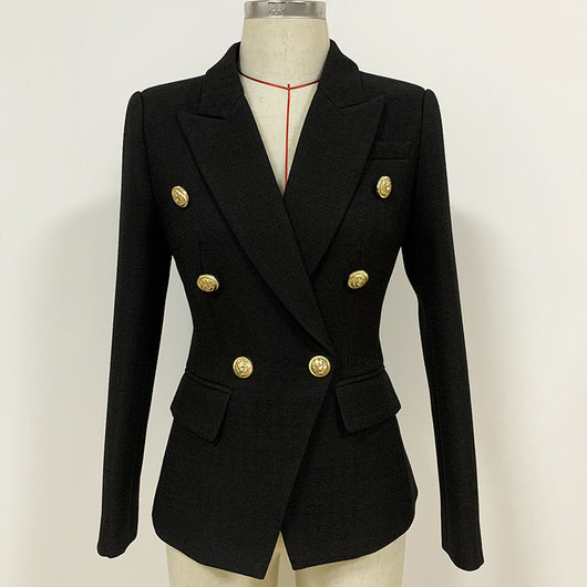 Traje de lino doble botonadura con botones de león metálico - Image 21