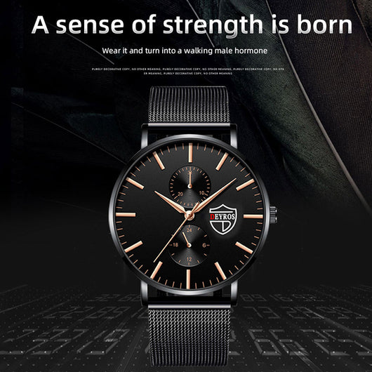 Reloj de Hombre Elegante con Malla Chapada al Vacío