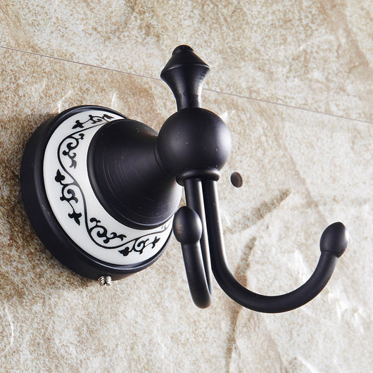 Perchero Europeo Antiguo Negro con Base de Cerámica para Abrigos y Sombreros - Image 7