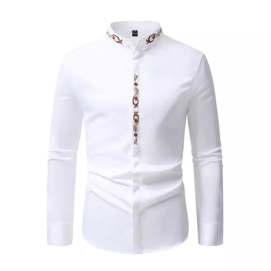 Camisa Casual de Manga Larga con Bordados para Hombre - Image 3