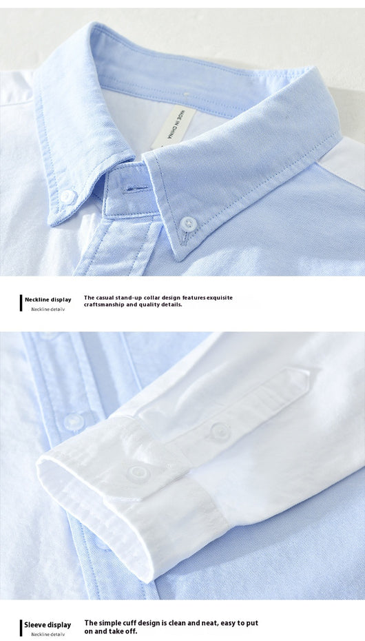 Camisa Casual de Manga Larga con Combinación de Colores Japonesa - Image 9