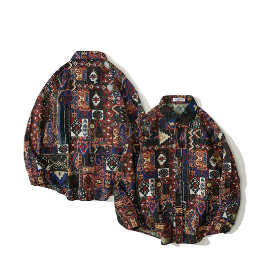 Camisa Retro a Cuadros Suelta de Manga Larga para Hombre - Image 3