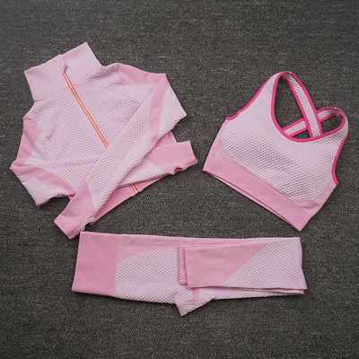 Conjunto Deportivo de 3 Piezas Yoga Fitness con Tela Elástica - Image 21