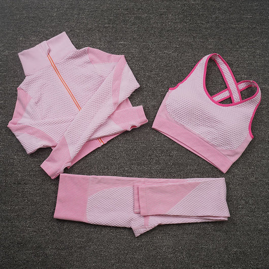 Conjunto Deportivo de 3 Piezas Yoga Fitness con Tela Elástica - Image 21