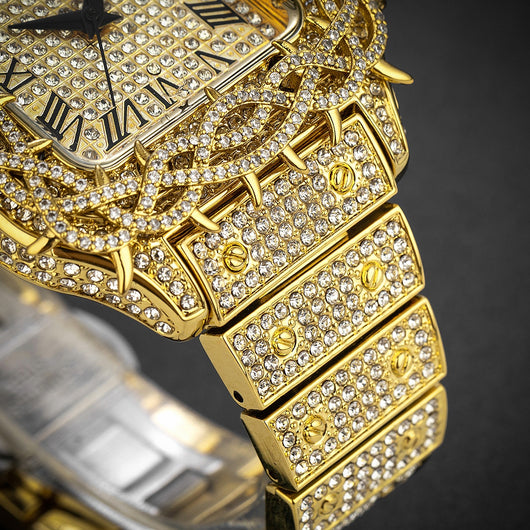 Reloj Cuadrado Hip Hop Diamante Completo con Esfera de Espinas y Circonitas Incrustadas para Hombre - Image 15