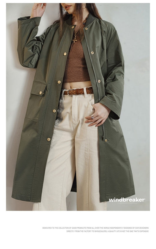 Abrigo Trench Oversize Verde Oliva con Bolsillos - Image 15