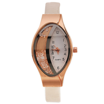 Reloj de Mujer Forma Ojo Cuarzo con Correa Quicksand y Perlas Giratorias - Image 14