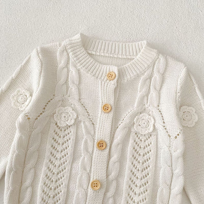Chaqueta de Punto Tejida a Mano con Flores para Bebé Niña - Algodón Puro - Image 20
