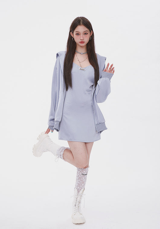 Chaqueta Hoodie Suelta con Cadena Decorativa - Image 7