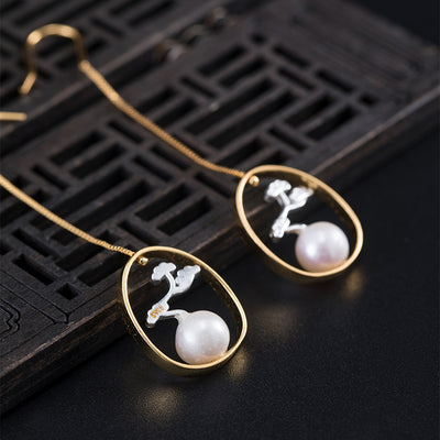 Aretes de Perla de Agua Dulce Plata 925 Estilo Retro - Image 7