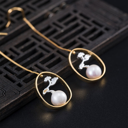Aretes de Perla de Agua Dulce Plata 925 Estilo Retro - Image 7