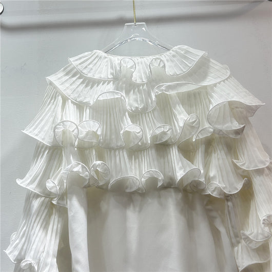 Blusa Elegante Coreana con Mangas Voluminosas y Diseño Fruncido - Image 9