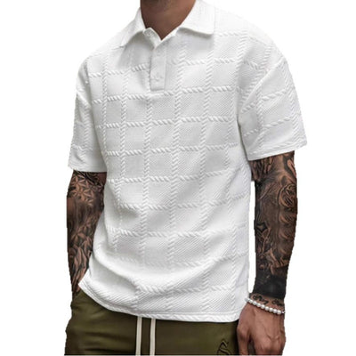 Polo Manga Corta Texturizado para Hombre con Cuello Solapa - Image 8