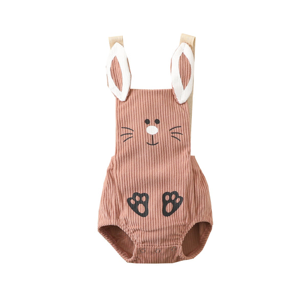 Gorro Triangular con Correa para Bebés - Diseño Conejito en Pana
